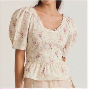 LoveShackFancy Tayshia Romantic Floral Blouse. Size XS .